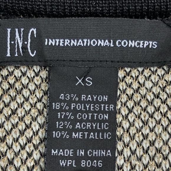 INC International Concepts Geometric Print Sweater Black Tan Pullover Knit XS - Picture 4 of 5